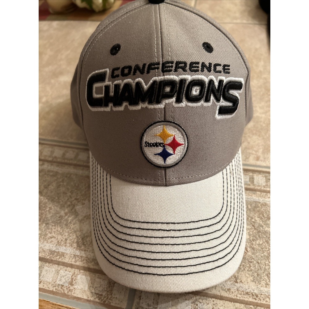 Pittsburgh Steelers Hat Mens Adjustable Gray Team Apparel Conference Champion